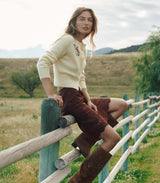 FAIRCHILD CASHMERE CARDIGAN -- BUTTERCUP FLORAL EMBROIDERY