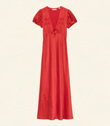 LEANA DRESS -- FIERY CORAL